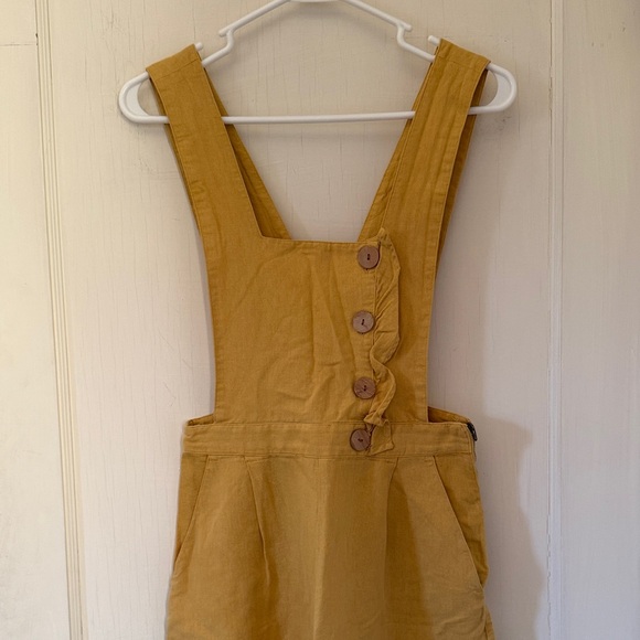 Zara Linen/Cotton Mustard Jumpsuit with Button Detail - Picture 2 of 9